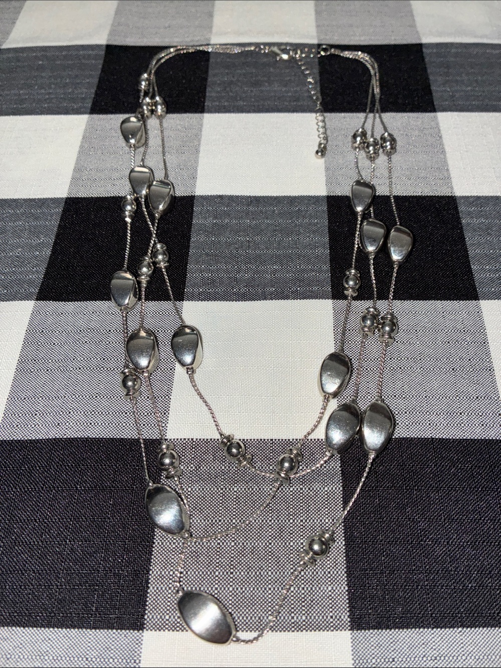 Vintage Multi-Strand Silver-Tone Beaded Necklace for Women